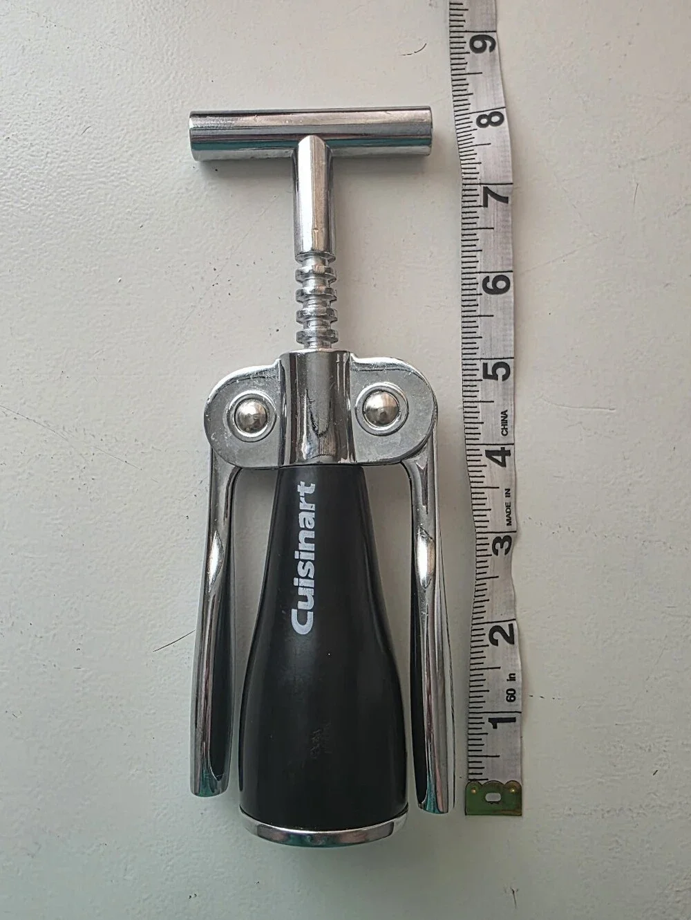 Cuisinart Corkscrew Wine Bottle Winged Opener Black Chrome Lever Cork Remover